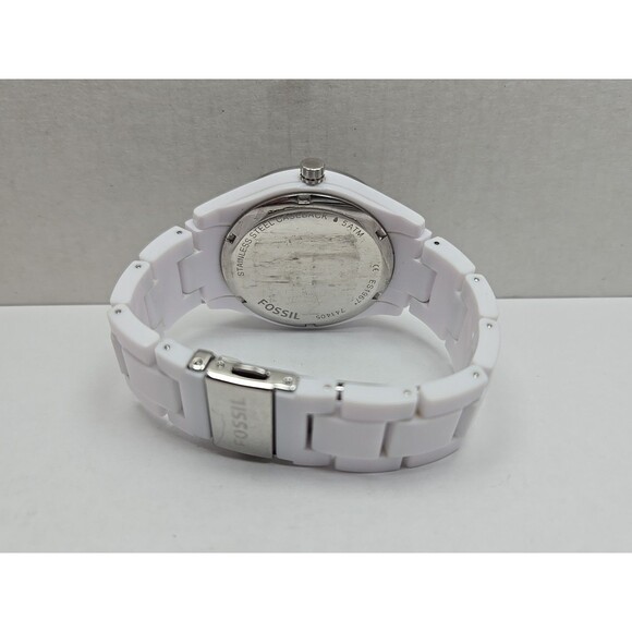 Fossil Stella ES1967 Womens White Crystal Bezel Multifunction New Battery Petite